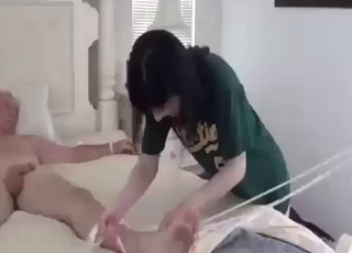 Kinky teen jerks and pleasures daddy