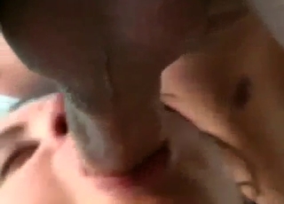 Dark-haired chick working on that cock