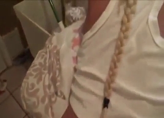 Doe-eyed teen worships father's cock